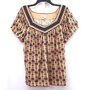 M.J.J.P Shirt Womens 2XL Tan Short Sleeve Blouse